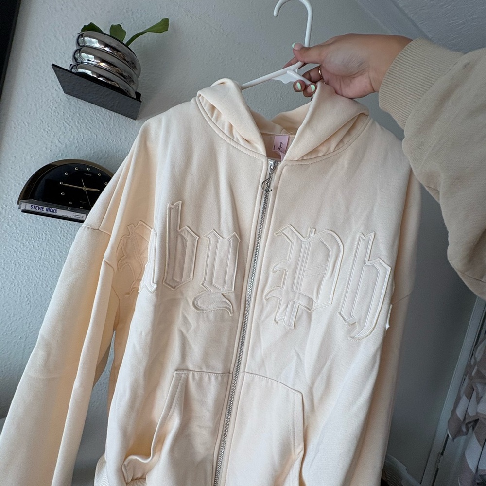 Baby Phat Gothic Embroidered Zip-Up Hoodie Cream - Picture 4 of 7